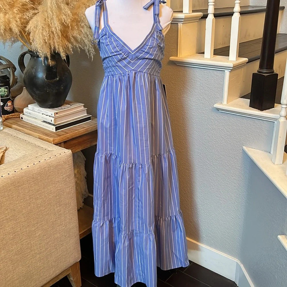 Express Dresses & Skirts - Express Blue White Stripe Maxi Dress Size Small